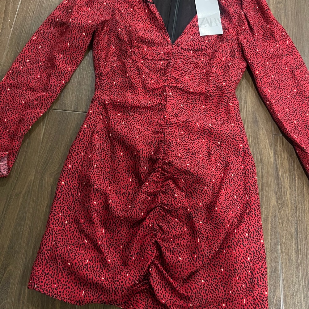Zara red and black print dress - Picture 5 of 10